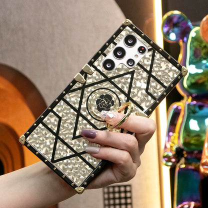 Luxury Glitter Phantom Stripe Flower Cover Plating Phone Case For Samsung S25 S24 S23 S22 S21 FE Plus Ultra Note20 A55 A54 A35 A34 A25 A24 A15 A14