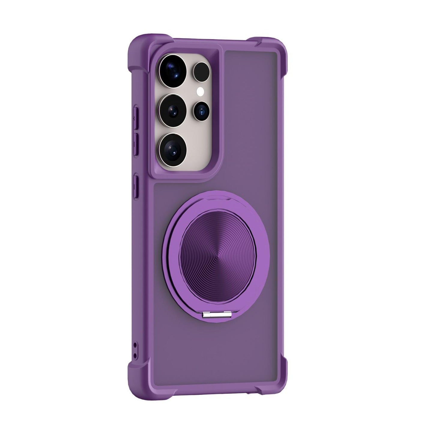 Four Corner Shockproof Slim PC Strong Magnetic Phone Case with 360 Rotating Metal Kickstand For Samsung S25Ultra S25Plus S25 Matte Skin Feel Bumper Shockproof Hard Full Cover