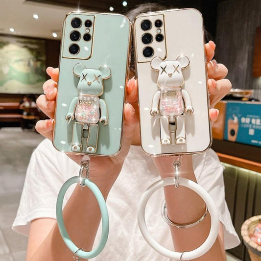 Plating Candy Bear Popstand Phone Case for Samsung Galaxy S25Ultra S25Plus S25 S24Ultra S24Plus S24 S24FE