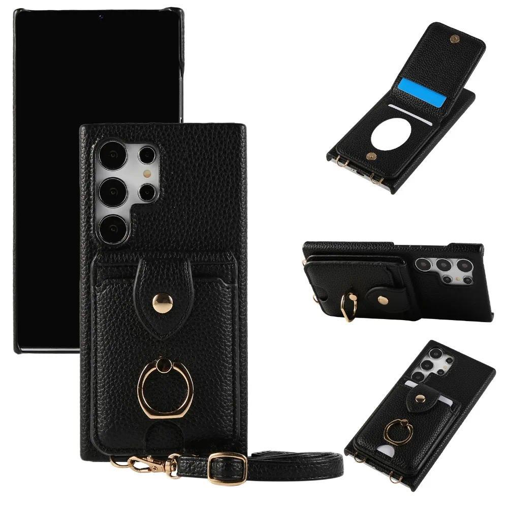 Crossbody Mirror Wallet with Card Holder Phone Case for Samsung Galaxy S22 Ultra Plus A13 A14 A15 A22 A24 A25 A33 A34 A35 A53 A54 A55 Back Cover