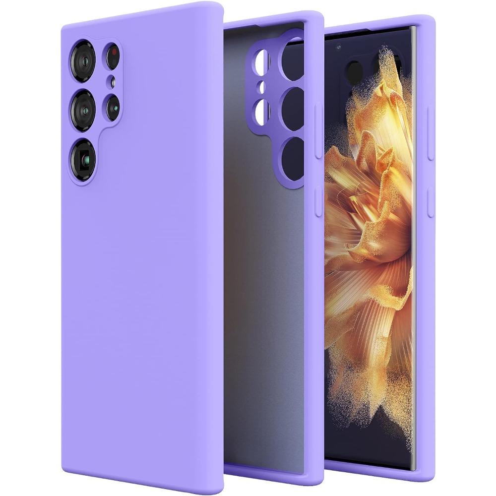 Slim Liquid Silicone Rubber Shockproof Phone Case for Samsung Galaxy S25 S25Plus S25Ultra S24 S24FE S24Plus S24Ultra , Soft Anti-Scratch Microfiber Lining Protection Case