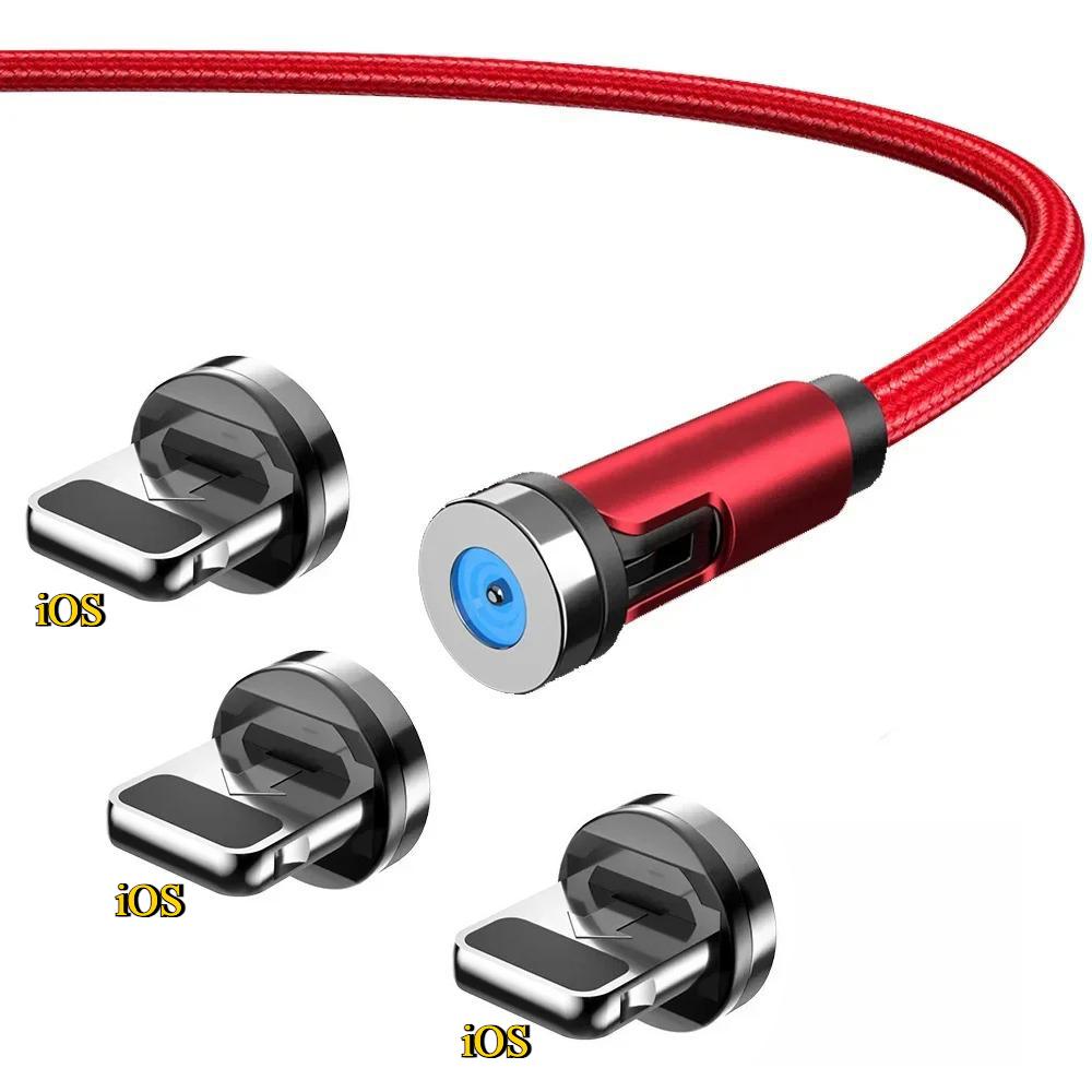 1m/2m/3m Magnetic Charging Cable 540° Rotating Magnetic Phone Charger Cable - 90° Angle Connector, Nylon-Braided Cords For iPhone For Samsung Smart Phone Accessories