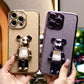 Glitter Electroplated 3D Candy Bear Holder Phone Case For iPhone 16 15 14 13 Pro Max