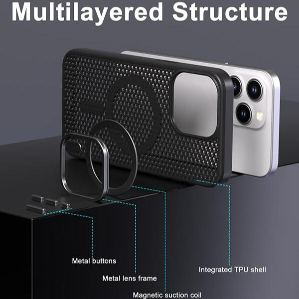 For S25Ultra S25 S24 S23 Phone Case, Thin Magnetic Cooling PC Luxury Metal Camera Frame Protection For Magsafe Heat Dissipation Hard Full Cover