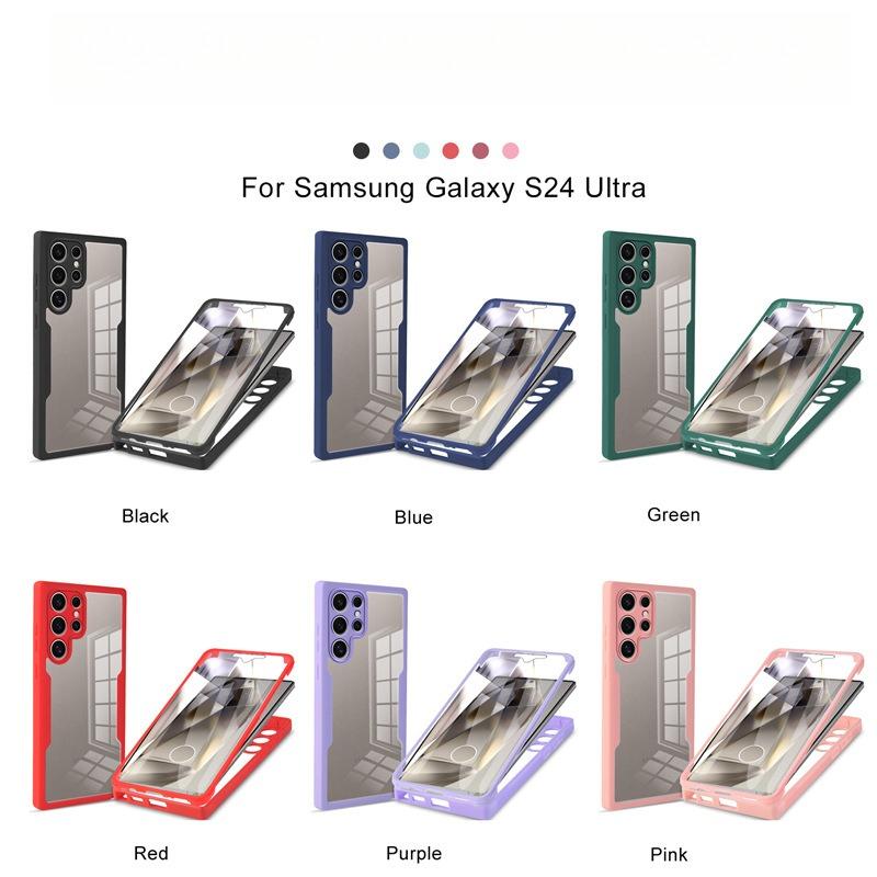 For Samsung S25Ultra S25 S24 S23 S22 S21FE A16 A26 A36 A56 Phone Case, Double Side 360 Full Protection, HD PET Screen Protector Acrylic Shockproof Hand Feel Hard Full Cover