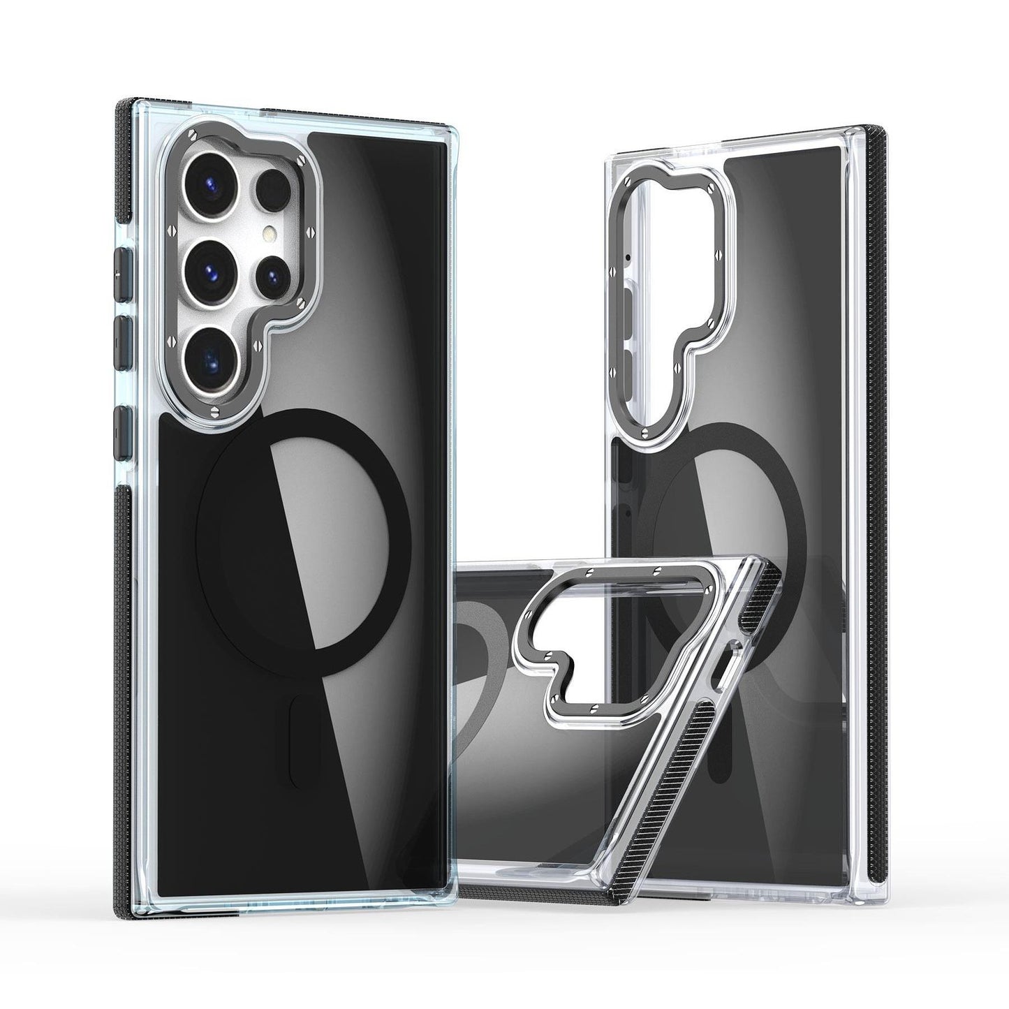 Dual Color Translucency Black Strong Magnetic For Magsafe Phone Case For Samsung S25Ultra S25+ S25 S24Ultra S23FE S23Ultra A55 A35 A25 A16 Metal Frame Shockproof Bumper Acrylic Hard Cover