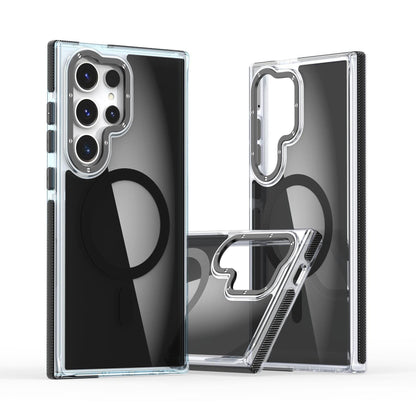 Dual Color Translucency Black Strong Magnetic For Magsafe Phone Case For Samsung S25Ultra S25+ S25 S24Ultra S23FE S23Ultra A55 A35 A25 A16 Metal Frame Shockproof Bumper Acrylic Hard Cover