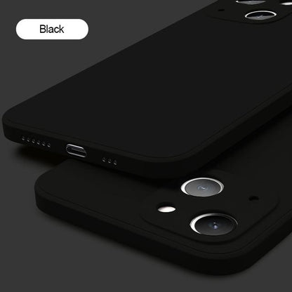 Slim Thin Luxury Square Liquid Soft Silicone Case For iPhone 16 15 14 Pro Max Protective Shockproof Back Cover with Microfiber Lining