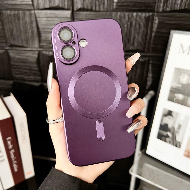 For iPhone 16 15 14 13 12 11 Pro Max Phone Case, Metallic Paint Magnetic Soft Metallic Glossy Slim, Full Camera Cover Protection Support Wireless Charging Phone Case