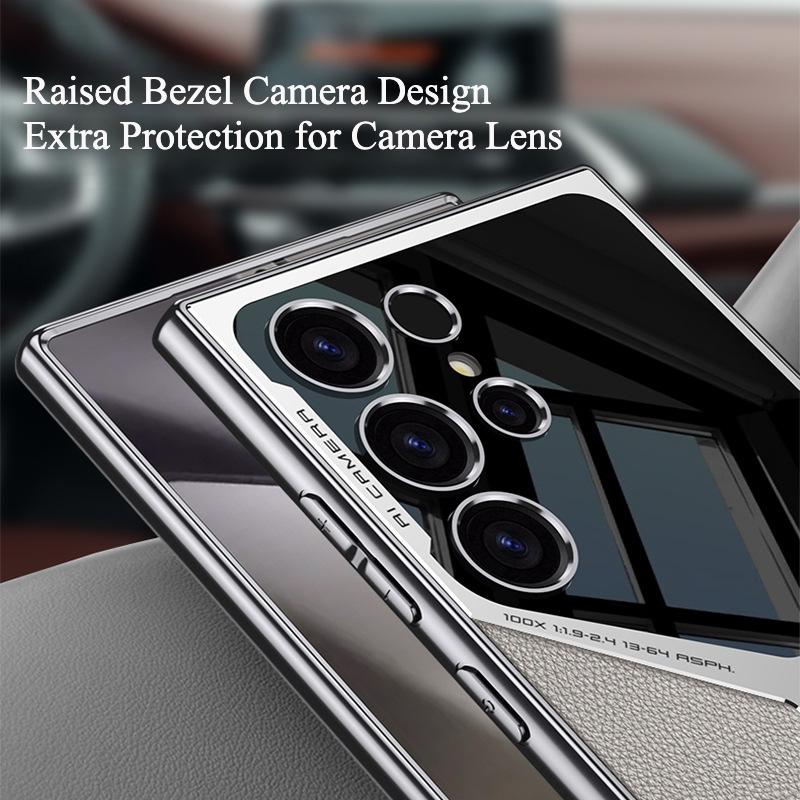 For Samsung S25Ultra S24Ultra S23Ultra Case, Leather Electroplate Cool Slim, Luxury Elegant Phone Case Camera Protection Shockproof Cover