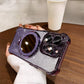 Glitter Gradient Plating Acrylic with Len Protector Phone Case with Mirror Kickstand For iPhone 16ProMax 15 14 13 12 Four Corner Shockproof Hard Full Cover