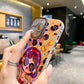 For iPhone 16ProMax 16 15 14 13 12 11 Phone Case with Diamond Camera Kickstand, Rich Girl Women Leopard Print Rainbow Castle, Oil Painting Camera Frame Anti-drop Hard Shockproof Full Cover