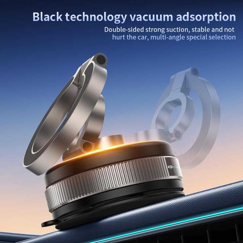 Upgrade Three-axis Flexible Alloy 360° Magnetic Vacuum Adsorption Double-sided Fold Rotating Multi-angle Strong Suction, Stable Holder, Hands Free Automobile, Adjustable Mount for All Phones