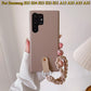 Luxury Wrist Strap Soft Leather Phone Case For Samsung S25 S24 S23 S22 S21 A15 A25 A35 A55 Solid Color Cover