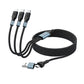 1.2m/2m 100W Super Fast Charge 2in3 Data Cable Support Laptop/Mobile Phone/Tablet USB+Type-c to C+L+C Multi-port Fast Charging Metal Head Nylon Braided Wire