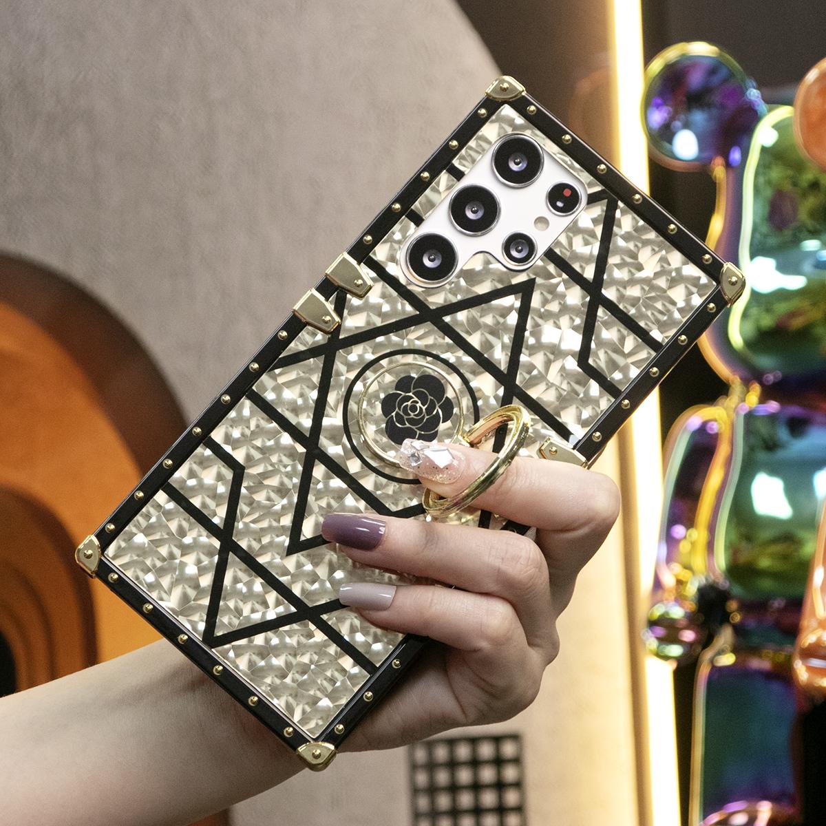 Luxury Glitter Phantom Stripe Flower Cover Plating Phone Case For Samsung S25 S24 S23 S22 S21 FE Plus Ultra Note20 A55 A54 A35 A34 A25 A24 A15 A14