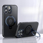 Carbon Fiber Pattern Slim PC Business Strong Magnetic Phone Case with 360 Rotating Metal Kickstand For iPhone 16ProMax 15 14 13 12 Skin Feel Bumper Shockproof Hard Full Cover
