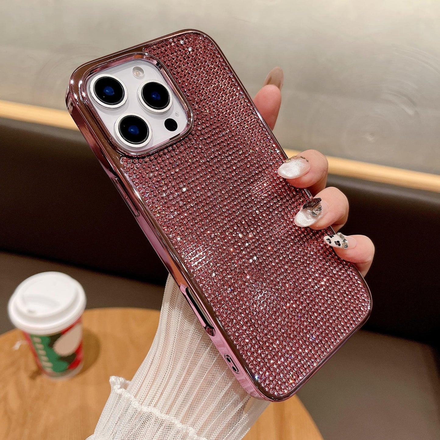 Luxury Rhinestone Glitter Plating Slim PC Phone Case For Samsung S25Ultra S24Ultra S23Ultra Hard Full Cover