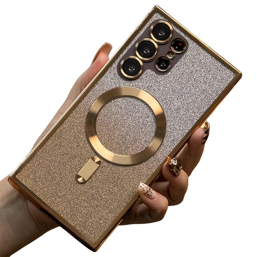 Glitter Gradient Magnetic Wireless Charge Transparent Soft Phone Case For Samsung A15 A25 A35 A55