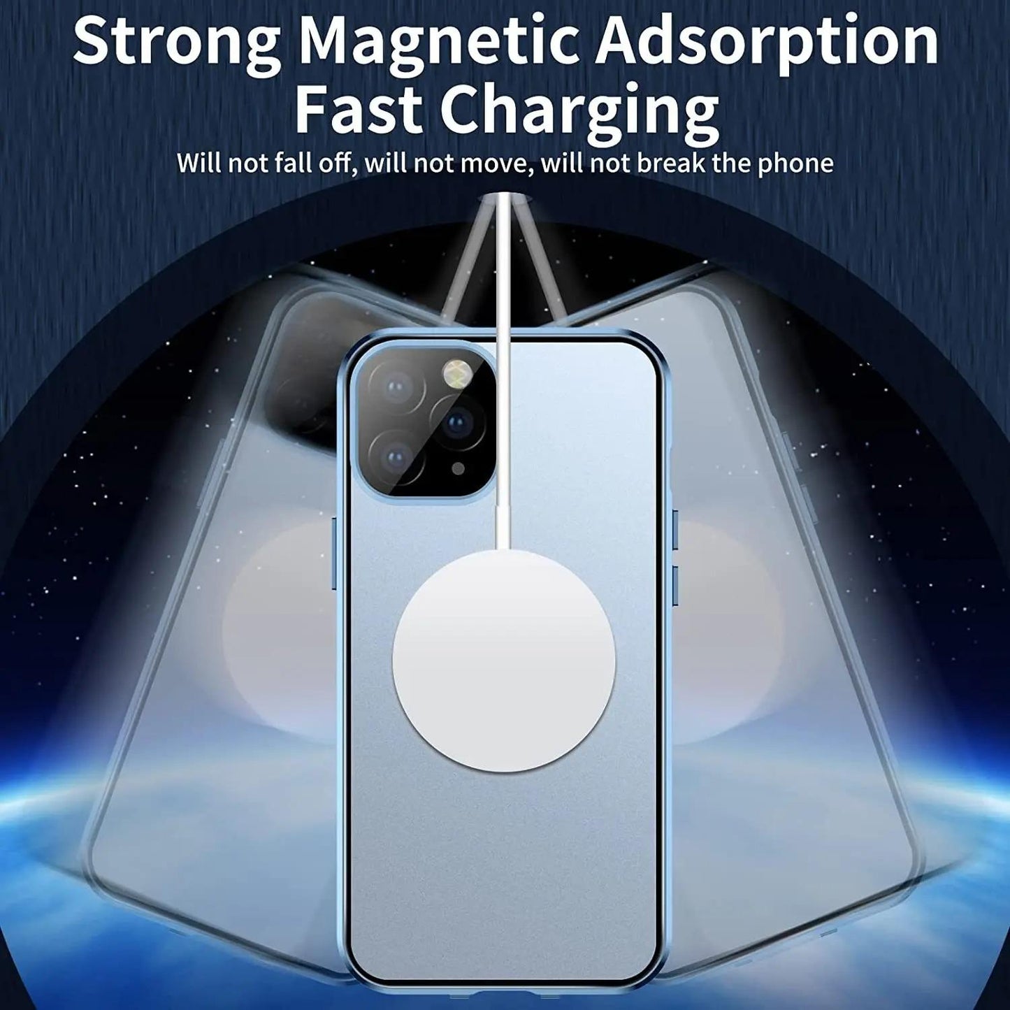 Double Sided HD Glass Matte Back Cover Aluminium Alloy For Magsafe Full Cover 360 Magnetic Ring High Definition Metal Case For iPhone 16ProMax 16 15 14 13 12 Pro Max Glass Full Cover