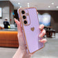 Plating Love Heart TPU Basic Phone Case For Samsung A14 A15 A16 A24 A25 A33 A34 A35 A36 A53 A54 A55 A56 Shockproof Soft Full Cover