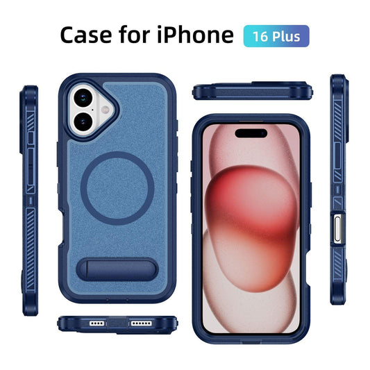 Anti-Dust Matte Anti-Fall Heavy Duty Protection Shockproof Strong Magnetic Phone Case With Kickstand for iPhone 16ProMax 16 15 14 13 12 11 XR Bumper Hard Full Cover