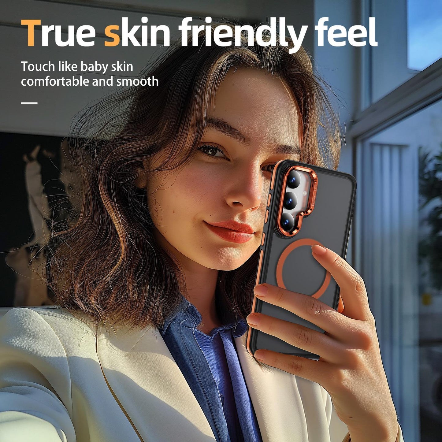 Two-tone Matte Transparent Anti-Dust Anti-Fall Bumper Shockproof Strong Magnetic Phone Case With Metal Camera Kickstand for Samsung S25Ultra S24 S23FE S23 A14 A15 A25 A35 A54 Bumper Hard Cover