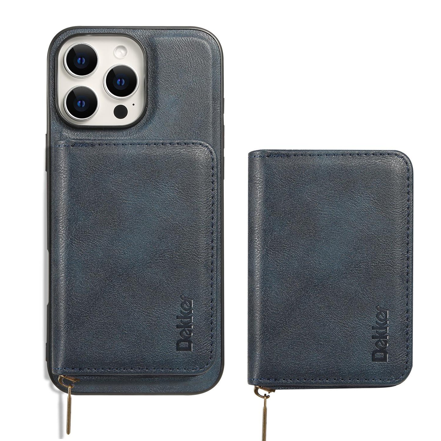 Multi-function Leather Zipper Card Case Strong Magnetic Wallet Card Holder Card Bag Case for Magsafe for iPhone 16 15 14 13 12 Pro Max Stand Cover for Samsung S25 S24 S23 Smart Phone Accessories
