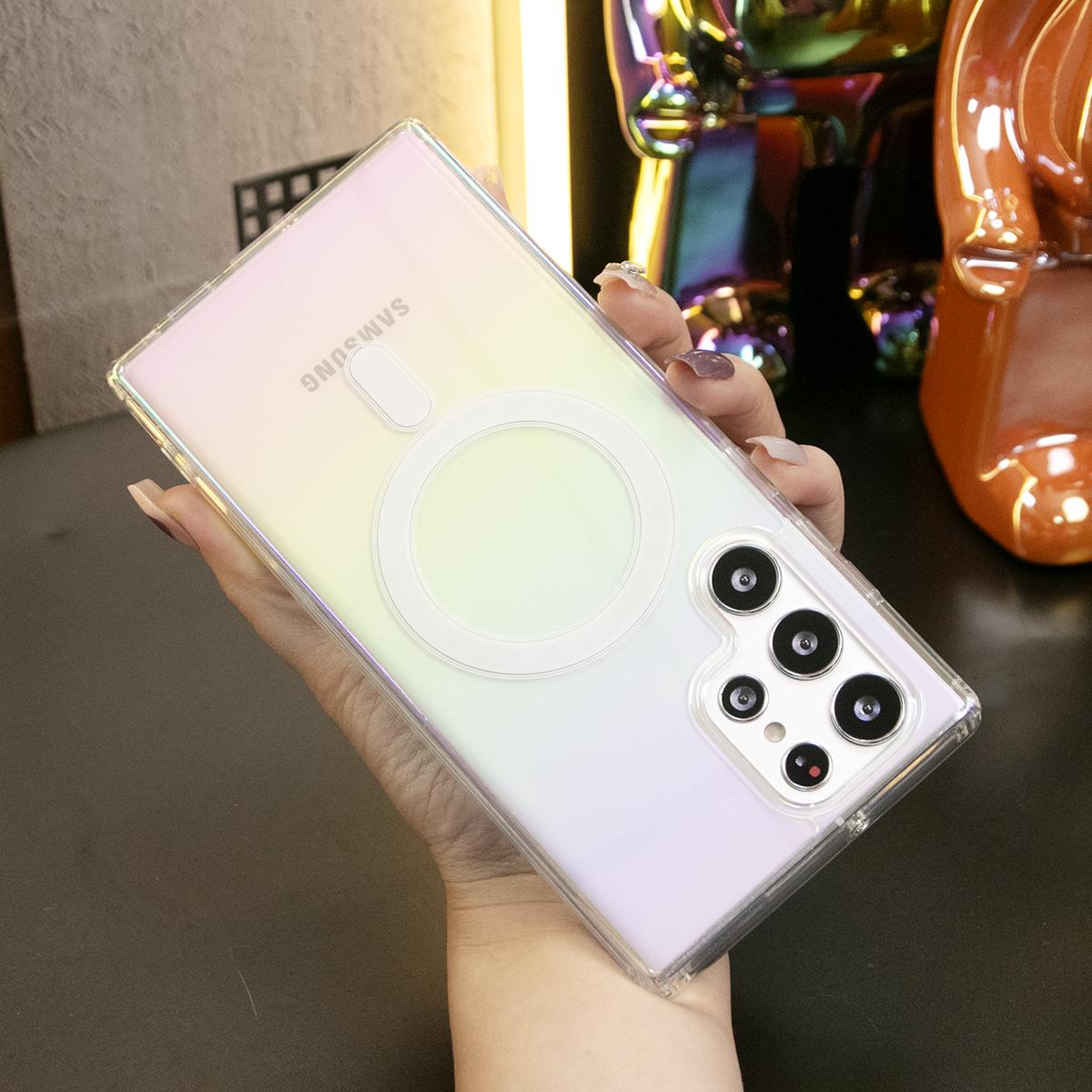 For iPhone 16 15 14 13 12 11 Phone Case, Clear Laser Colorful Magnetic, Glitter Luxury Elegant Case Camera Protection Shockproof Hard Cover