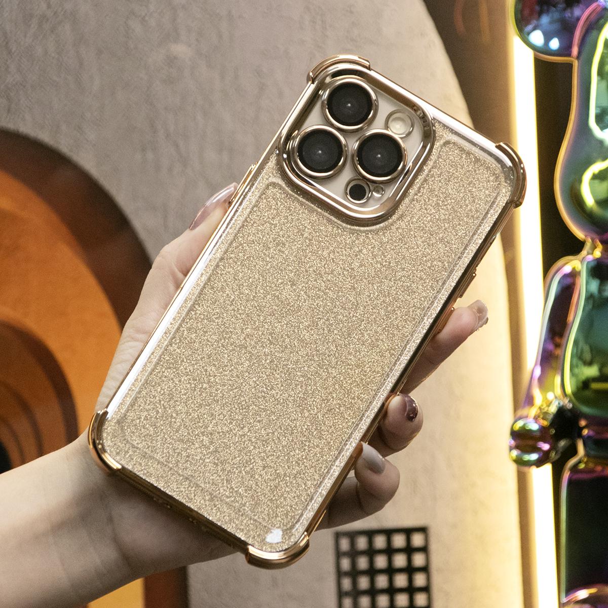 Glitter Clear Four Corners Anti Fall Transparent Plating Phone Case For iPhone 16 15 14 13 12 11 XR XSMax X/XS Built-in Camera Protector Hard Full Cover