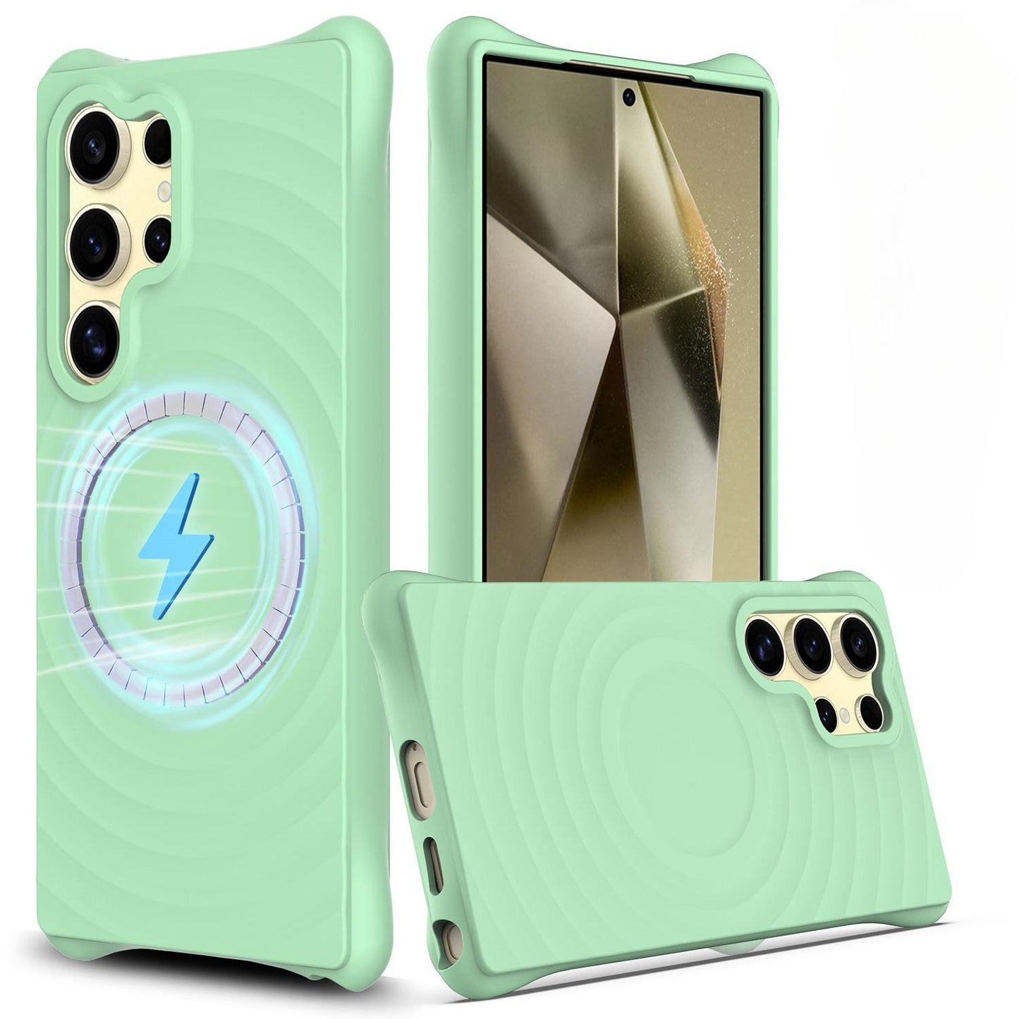 Matte Ripple Pattern Magnetic Phone Case For Samsung S25Ultra S25 S24FE S24 S23 Skin Feel Heavy Duty Protection Bumper Shockproof Soft Full Cover