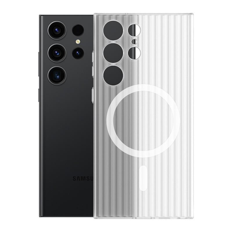 Corrugated Grille Magnetic Hard Polycarbonate Ultra-Thin Light Phone Case for Samsung S25Ultra S24 S23 Matte Frozen Fog Thin High Transparency Full Cover
