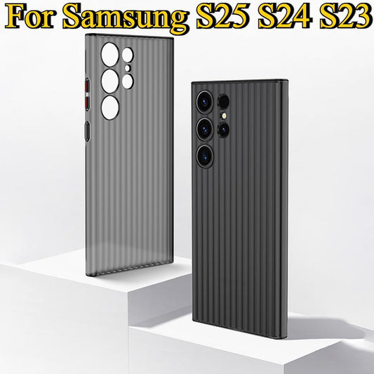 Corrugated Patter Matte Clear Ultra-thin Hard Transparent Phone Case For Samsung S25 S24 S23