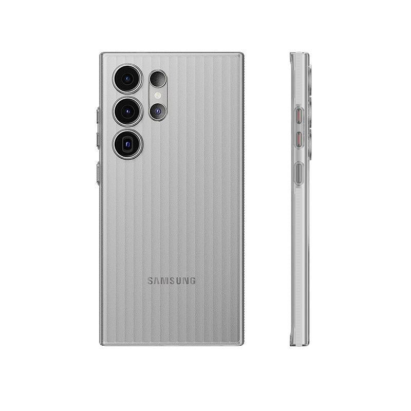 Corrugated Patter Matte Clear Ultra-thin Light Hard Slim Polycarbonate Transparent Phone Case with Bumper Strip for Samsung S25Ultra S25 S24 S23 Full Cover