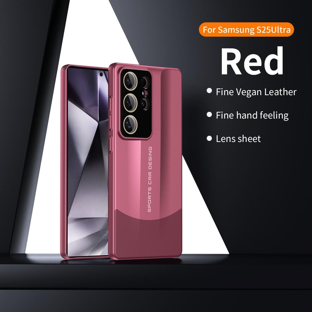 Premium PC Leather Two-tone Len Protector Shockproof Phone Case For Samsung S25Ultra S25 S24 S23 Hard Full Cover