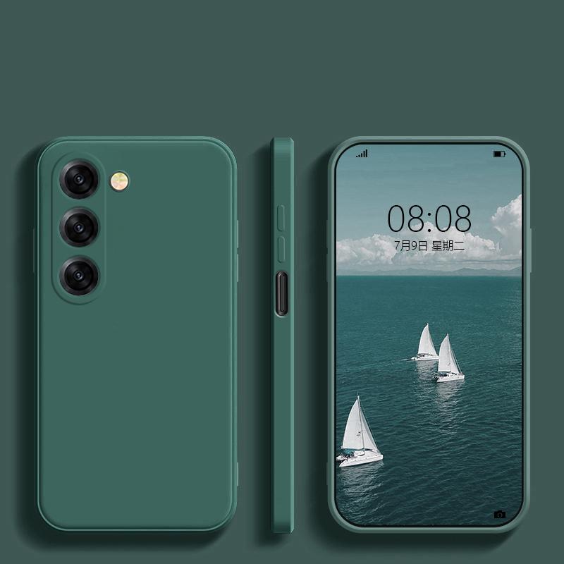 Square Liquid Silicone Matte Shockproof Phone Case For Samsung S25 S24 S23 Camera Protect Soft Cover
