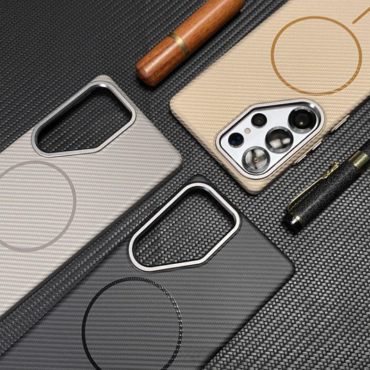 Carbon Fiber Matte Strong Fine Coil Magnetic Camera Hardware Shockproof Phone Case For Samsung S25Ultra S25+ S25 S24Ultra Support Wireless Charging Hard Full Cover