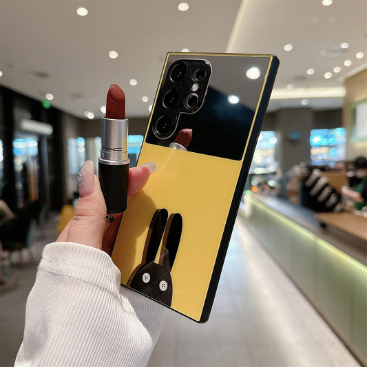 For Samsung S25Ultra S25 S24 S23 S22 S21 Phone Case, Luxury Glitter Rabbit Dinosaur Cat Mirror Cartoon Plating Acrylic, Camera Protection Hard Full Cover