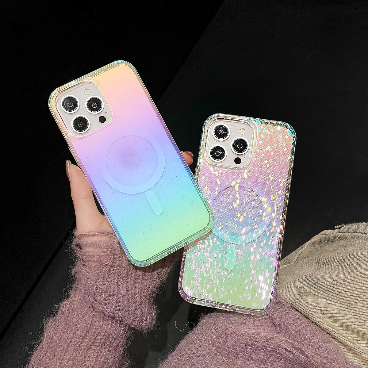 Dazzling Shining Magnetic Phone Case for Samsung S25 S24 S23 S22 Ultra Plus FE Luxury Glitter Clear Magnetic Phone Case For Girls