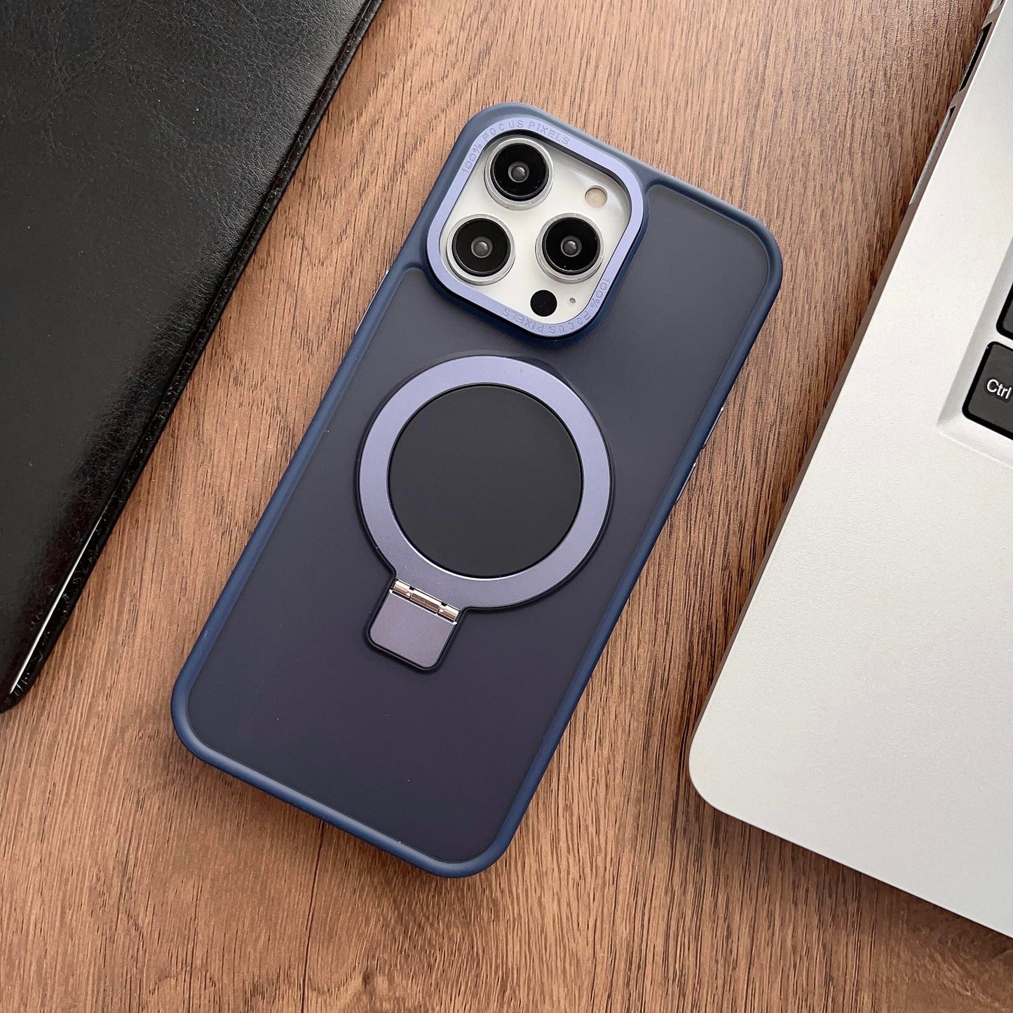 Aluminum Magnetic Stand Phone Case For iPhone 16 15 14 13 12 Pro Max Metal Lens With Bracket Cover For Magsafe Wireless Charger