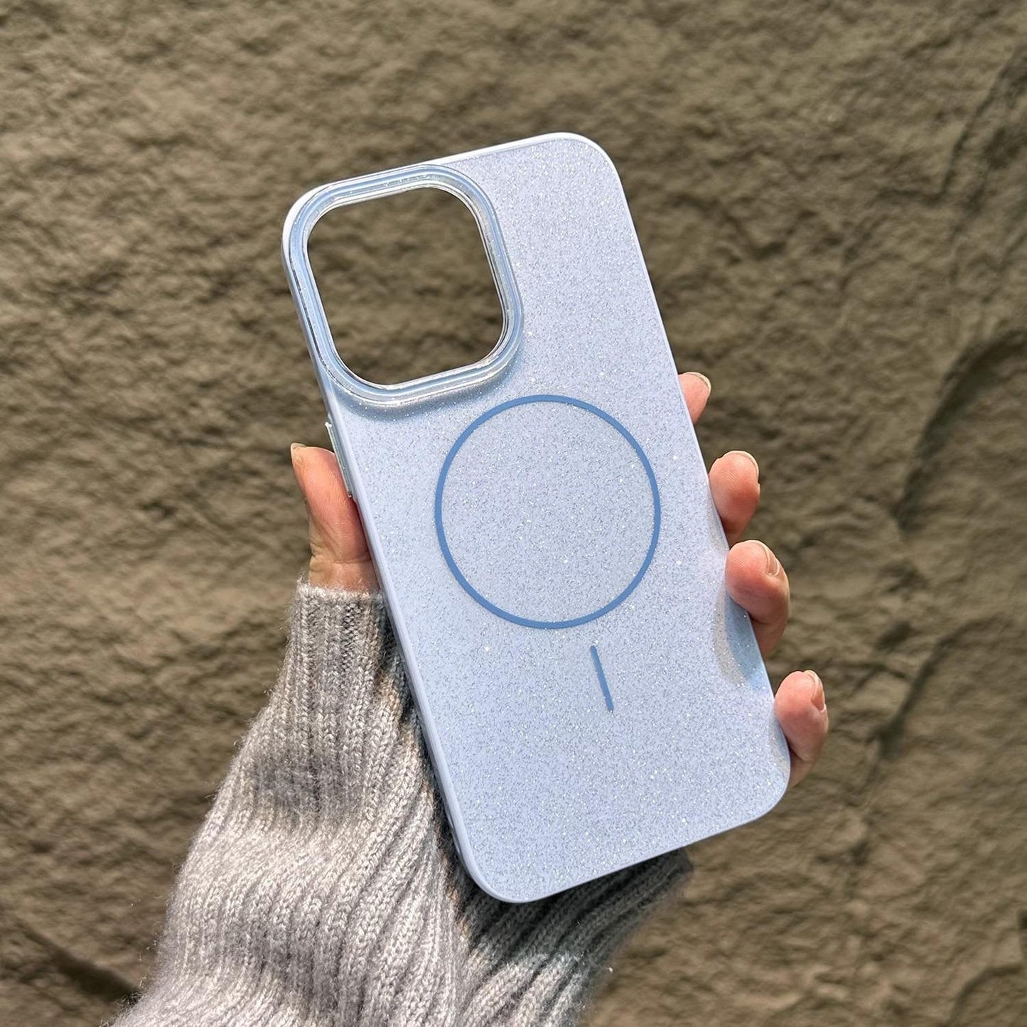 Glitter Thin Ring Magnetic PC Slim Phone Case For iPhone 16ProMax 15 14 13 12 11 Shockproof Hard Full Cover