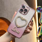Glitter Transparent Gradient Diamond Love Heart Holder Plating Phone Case For iPhone 16 15 14 13 12 Pro Max Clear Soft TPU Back Cover