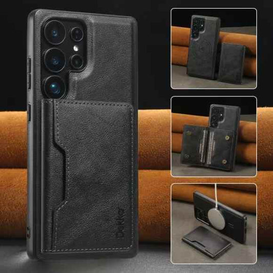 For Samsung S25 S24 S23 A16 A15 A36 A35 A56 A55 A53 Leather Phone Case with Strong Magnetic Double Folding Wallet, Anti-Fall Card Bag Kickstand for Magsafe Shockproof Business Hard Full Cover