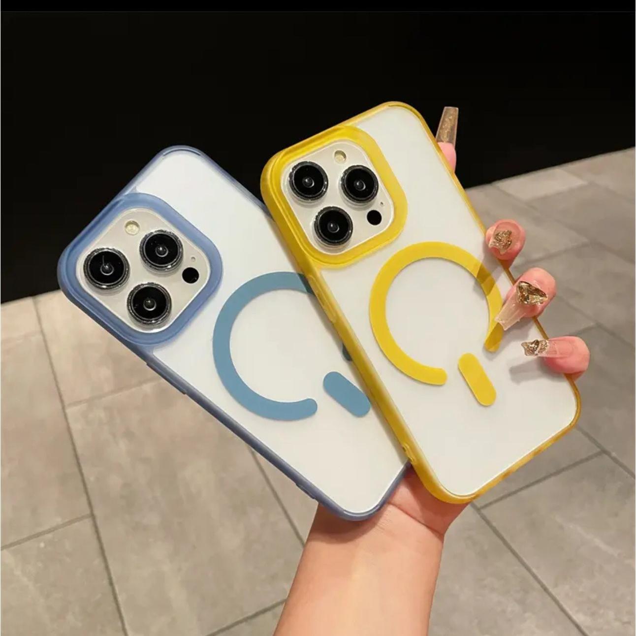 Colorful Matte Clear Macaron C Pattern Magnetic Phone Case For iPhone 16ProMax 16 15 14 13 12 11 Pro Max Plus Transparent [Not Yellowing] [Skin Feel] Shockproof Hard Full Cover
