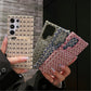 For Samsung S25Ultra S24 S23 S22 Phone Case, Gradient Grid Mosaic Wallet Woven Pattern Fabrics Card Slot Shockproof Hard Full Cover