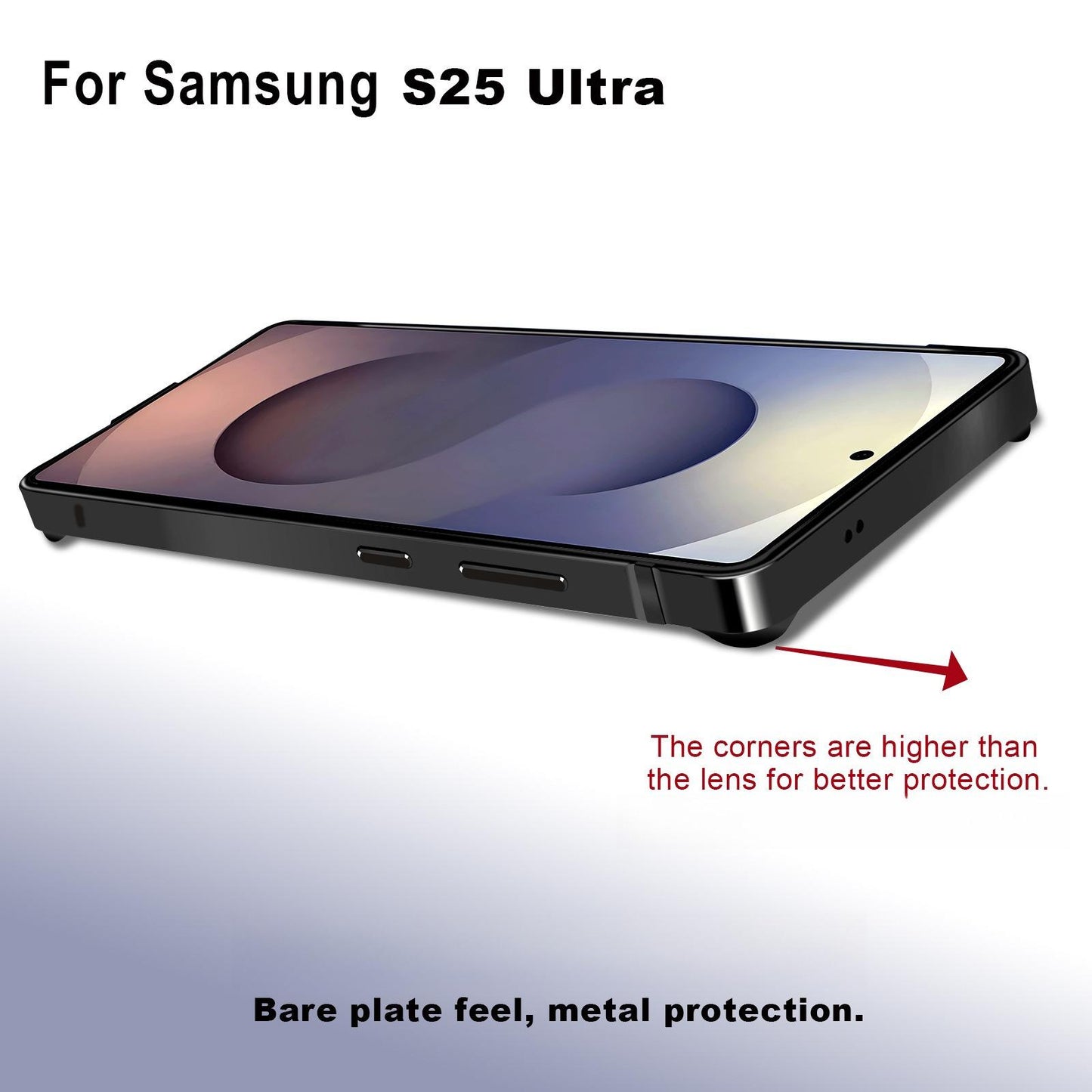 Ultra-Thin Full Metal Border TPU Anti-collision Angle Phone Case For Samsung S25Ultra Hand Feel Friendly Hard Full Cover