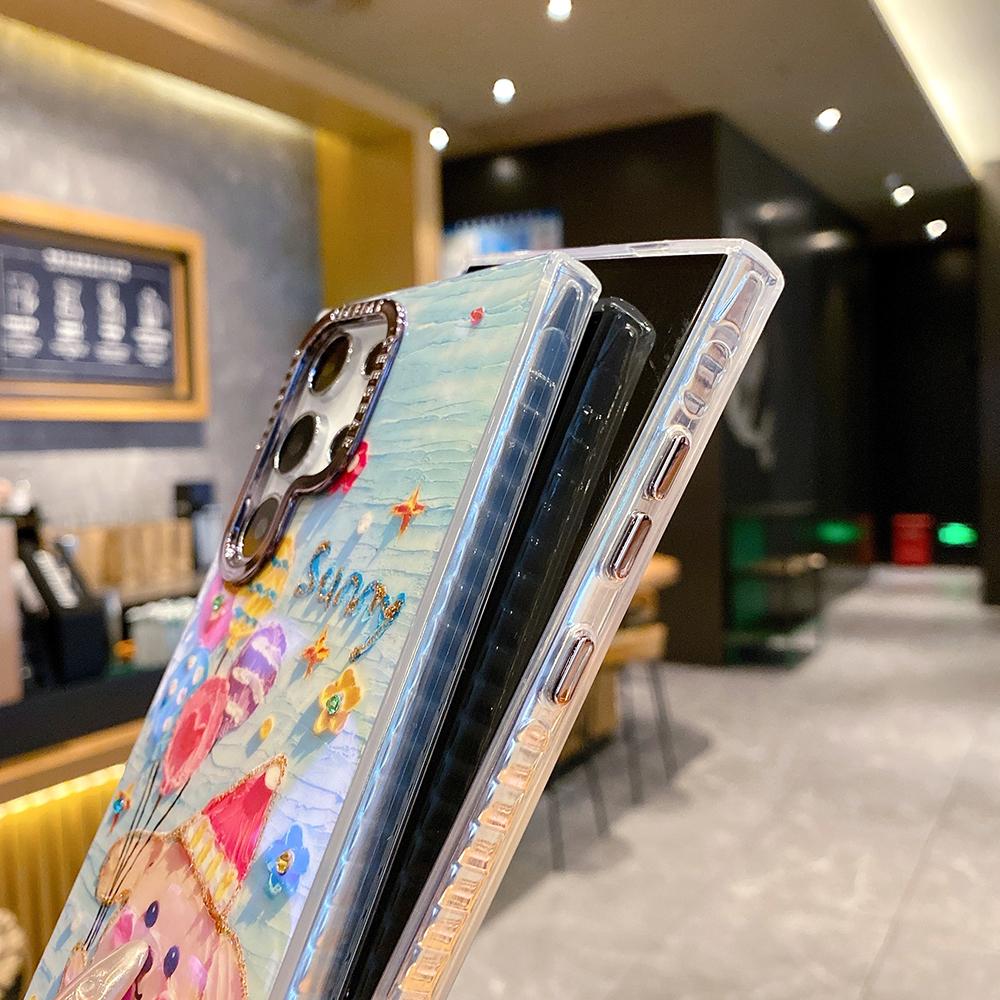For Samsung S25 S24 S23 S22 A35 A36 A26 A54 A55 A56 Phone Case, Rich Girl Women Nabobess Leopard Print Rainbow Deer Balloon Puppy, Oil Painting Camera Frame Anti-drop Hard Shockproof Full Cover