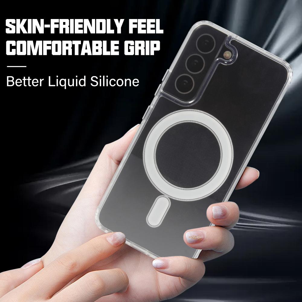 Transparent Magnetic Wireless Charging Shockproof Acrylic Phone Case for Samsung S25Ultra S25 S24 S23 S22 S21