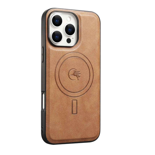 For iPhone 16ProMax 16 15 14 13 12 Leather Phone Case with Strong Magnetic, Anti-Fall for Magsafe Shockproof Business Hard Full Cover