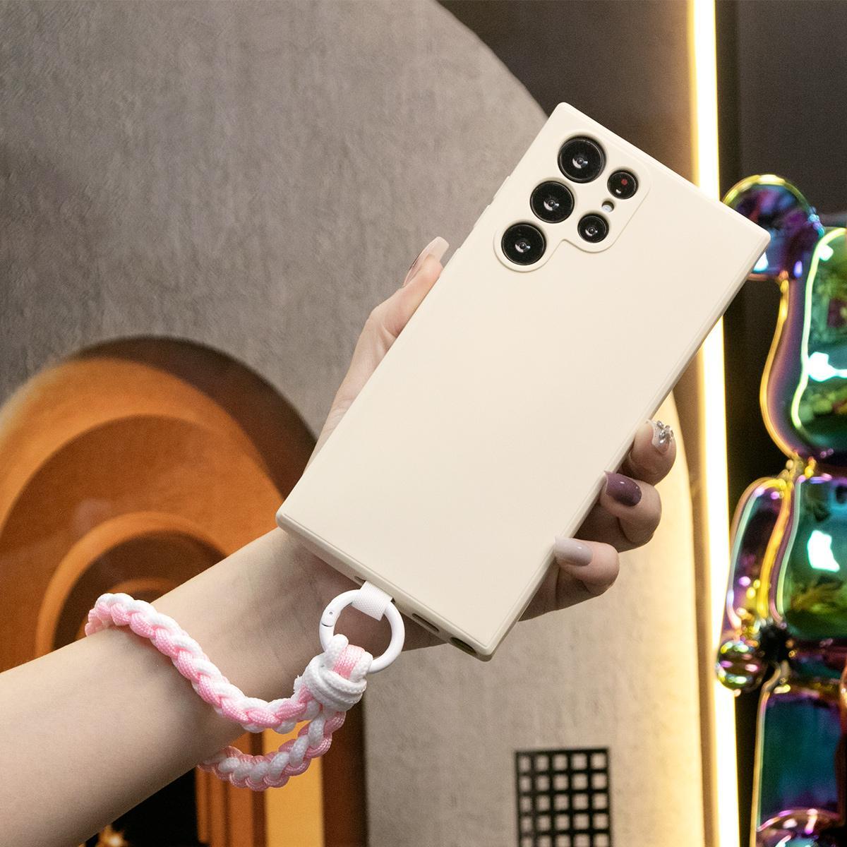 Silicone Matte Phone Case with Braided Rope Bracelet for Samsung A14 A15 A16 A24 A25 A35 A36 A53 A54 A55 Note20